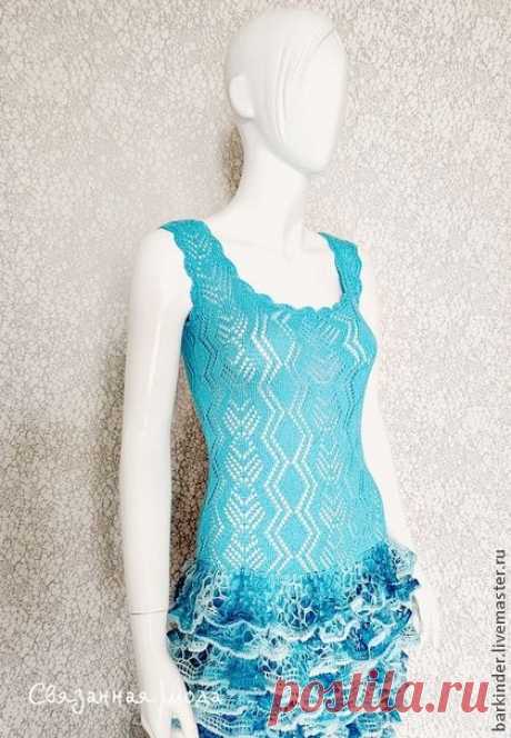 Вязаное платье в пол &quot;Бирюзовый восторг&quot; - платье,авторское платье,вязаное платье