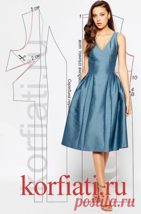 Выкройка платья с заниженной талией. Эффектное платье из переливчатой тафты имеет сложный крой, и с моделированием придется повозиться. Но, если вы хотите..