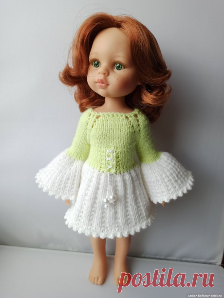 Платье «Ландыш» для Паола Рейна спицами / Одежда и обувь для кукол своими руками / Бэйбики. Куклы фото. Одежда для кукол