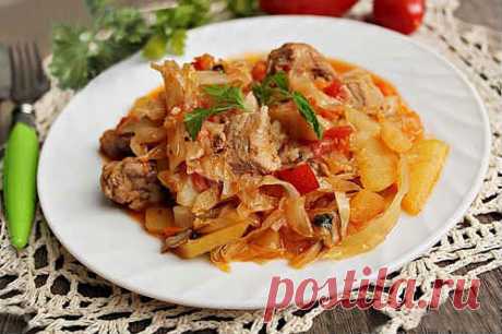 Тушеная Капуста с Мясом и Картошкой - Пошаговый Рецепт с Фото