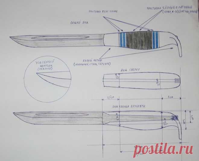 Нож финский. Чертёж. Размеры.