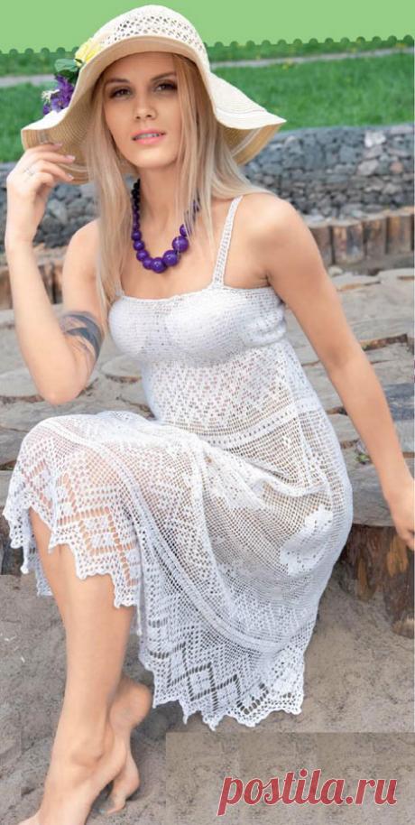 Сарафан в филейной технике: вязание крючком - Портал рукоделия и моды