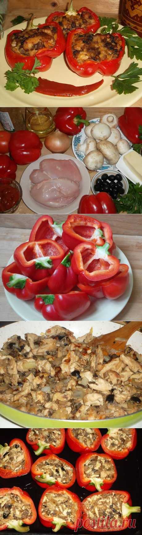 Перцы,фаршированные курицей и грибами.Пошаговый рецепт.