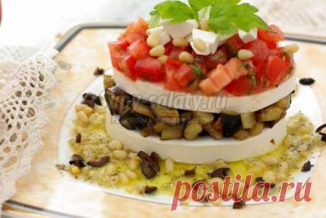 Салат с баклажанами, фетаксой, и кедровыми форешками. Рецепт с пошаговыми фото
