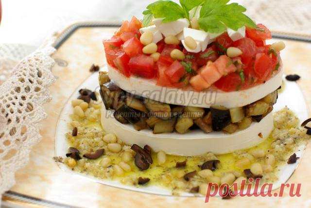 Салат с баклажанами, фетаксой, и кедровыми форешками. Рецепт с пошаговыми фото