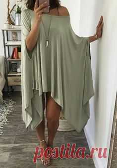 Available Sizes :S;M;L;XL Bust(cm) :S:158cm; M:160cm; L:162cm; XL:164cm Length(cm) :S:76cm; M:77cm; L:78cm; XL:79cm Type :Loose Material :Dacron Color :Green Decoration :Irregular Pattern :Plain Collar :Collarless Length Style :Below Knee Sleeve Length :Three Quarter Length Sleeve