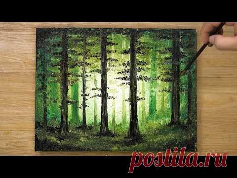 Как нарисовать лес / Техника акриловой живописи # 431