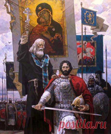 А это традиционное "Сергий Радонежский благословляет Дмитрия Донского", Юрий Пантюхин.