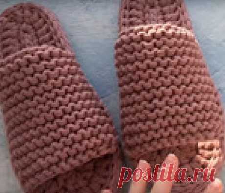 Тапочки вязаные крючком из трикотажной пряжи