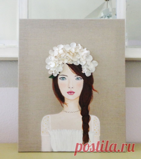 White Flower Girl Wedding Art. Beautiful Brown от MidorisMyMuse
