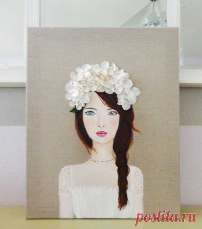 White Flower Girl Wedding Art. Beautiful Brown от MidorisMyMuse