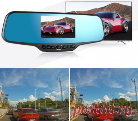 4.3inch HD 1080P In-Car Dual lens DVR Dash Cam Rear View Mirror Camera Recorder