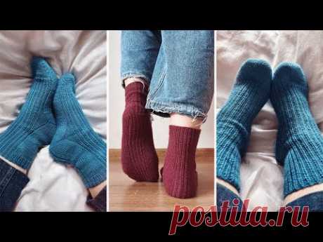 МК #sports_socks - носки спицами резинкой (пятка-бумеранг с клином подъема)