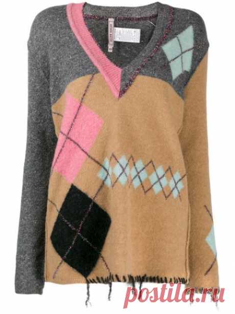 ANTONIO MARRAS DISTRESSED ARGYLE SWEATER. #antoniomarras #cloth