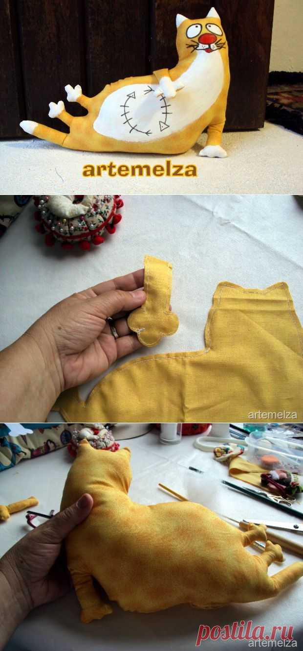 Шьем прикольного кота - подпорку для двери | Самоделкино
