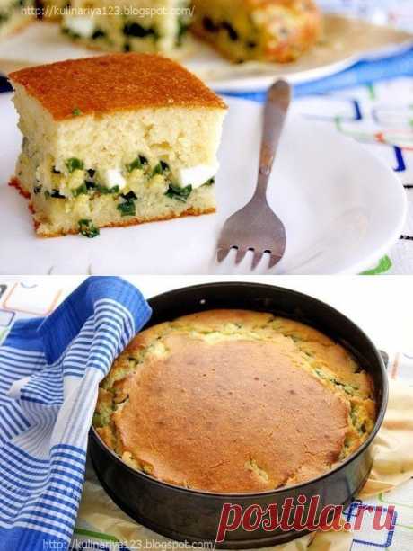Быстрый заливной пирог с луком и яйцом / Surfingbird знает всё, что ты любишь