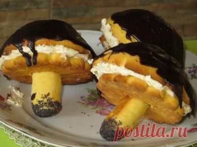 Пирожное" Грибочки" с кремом