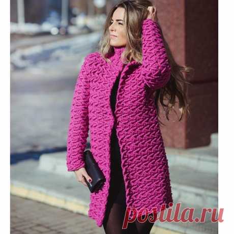 Пальто крючком Fuchsia (оно же Шарлиз) от Полины Крайновой