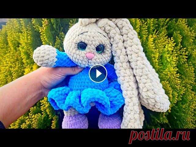Зайка из плюшевой пряжи крючком|МК Часть 2| с длинными ушками, амигуруми подробное описание вязания Мастер-класс Зайка в платье. Часть 2 - тело и голова , вяжется одной деталью. Ножки и ручки ввязываются в процессе ; ) Ссылка на 1 Часть МК - Ссылка н...