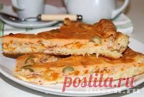 Пирог с тыквой, беконом и оливками.