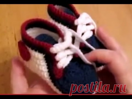 Пинетки крючком. Пинетки-кроссовки.
