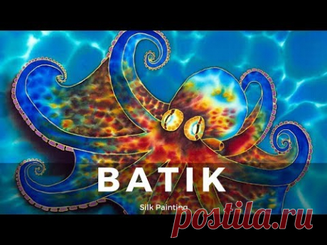 BATIK SILK PAINTING WITH JEAN-BAPTISTE - FINE ART - CARIBBEAN OCTOPUS