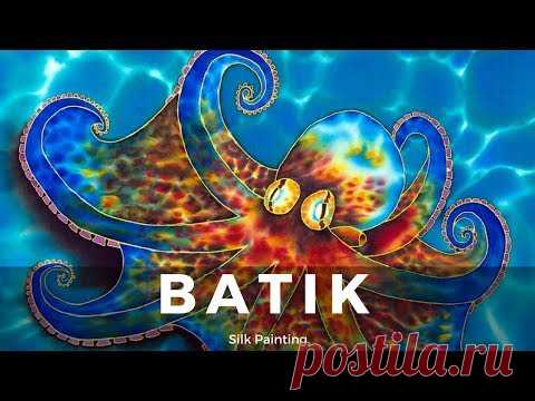 BATIK SILK PAINTING WITH JEAN-BAPTISTE - FINE ART - CARIBBEAN OCTOPUS
