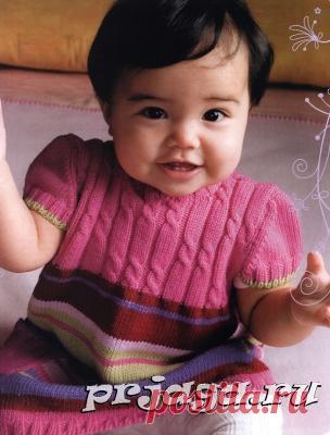 Вязание детских платьев спицами с карманами