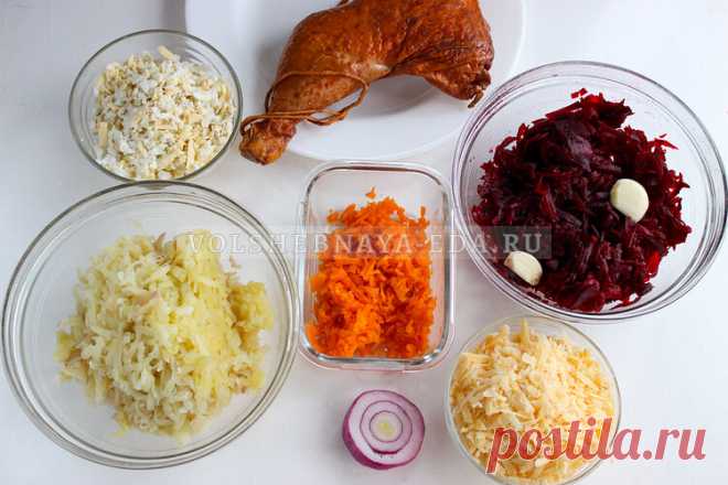 Салат «Генерал»: с копченой курицей и свеклой
