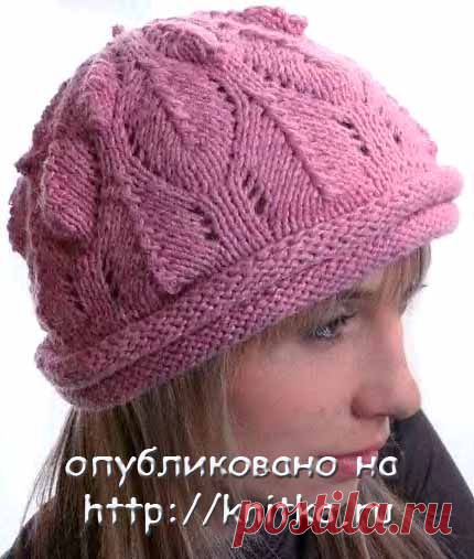 Сиреневая шапочка спицами
