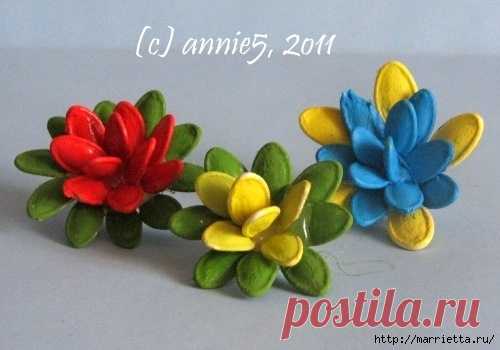 Цветы из шишек, семечек, листьев кукурузы, фисташек и макарон