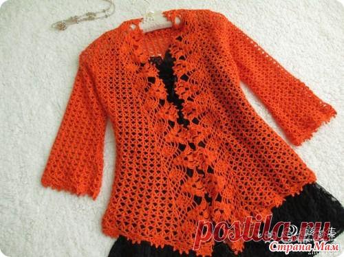 *Ярко-алый кардиган крючком. Асимметричный эффект. - Все в ажуре... (вязание крючком) - Страна Мам