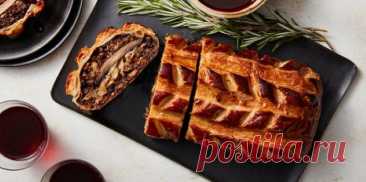 РУЛЕТ С ГРИБАМИ И КОЗЬИМ СЫРОМ ИЗ СЛОЁНОГО ТЕСТА