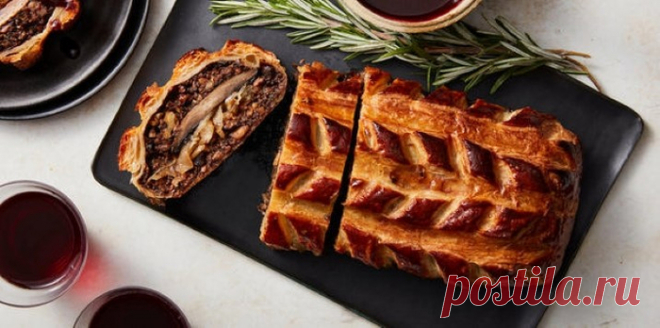 РУЛЕТ С ГРИБАМИ И КОЗЬИМ СЫРОМ ИЗ СЛОЁНОГО ТЕСТА