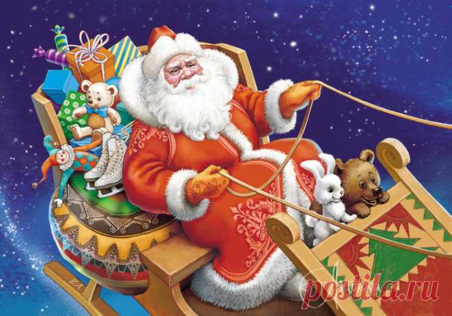 Иллюстрация это он - Дед Мороз. Просмотреть иллюстрацию это он - Дед Мороз из сообщества русскоязычных художников автора Елена Атаева в стилях: Классика, нарисованная техниками: Другое.
