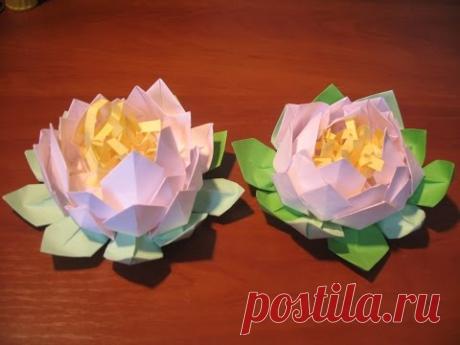 Поделки Подарки своими руками.Как сделать цветы лилию, лотос из бумаги.Оригами Идеи рукоделия.