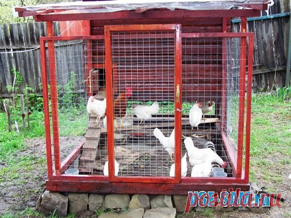 КУРЯТНИК СВОИМИ РУКАМИ

Размер курятника 2 на 3 метра. Основание - брус 100 на 100 мм. Каркас домика выполнен из бруса. 50 на 50 мм. Размер домика 2 на 1,2 м. Внутри обшит плитами OSB толщиной 10 мм. Стены и крыша утеплены пенопластом 50 мм. Дно - пенопластом 100 мм. Снаружи домик оббит горбылем. Пол застелен линолеумом на войлочной основе. Большая дверь служит для чистки курятника. Маленькая сбоку -для выхода птицы наружу. Окно - для освещения. окно застеклено поликарбона...