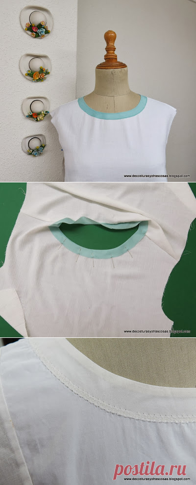 De costuras y otras cosas: ESCOTE CON BIES Y PESPUNTE DECORATIVO