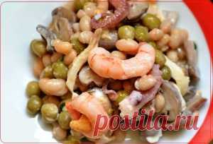 Салат с морепродуктами и грибами | Рецепты вкусно