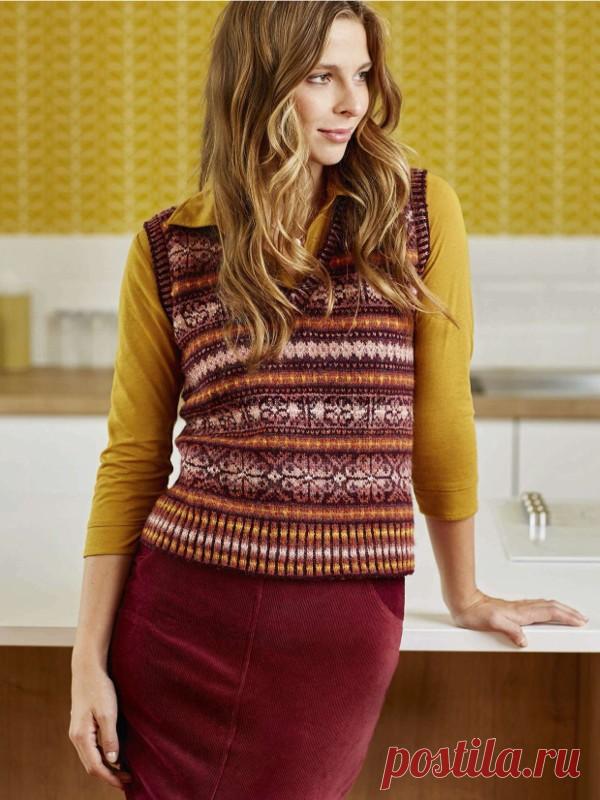Вязаный спицами жаккардовый жилет Chain Link от Мэри Хендерсон. Схемы и описание вязания - Модели спицами для нас красивых - Мамины ручки