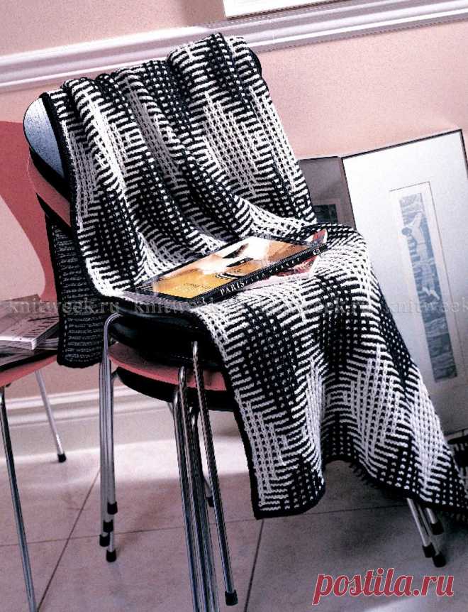 Чёрно-белое одеяло «Бурлеск». Спицами. / knitweek.ru