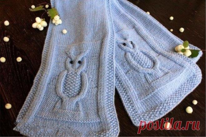 Cap and scarf with owls free pattern