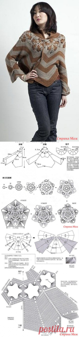 Интересный пуловер\пончо крючком. - ВЯЗАНАЯ МОДА+ ДЛЯ НЕМОДЕЛЬНЫХ ДАМ - Страна Мам