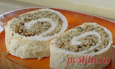 Мясной рулет с грибами и гречкой: фото рецепт, приготовление, пошаговый