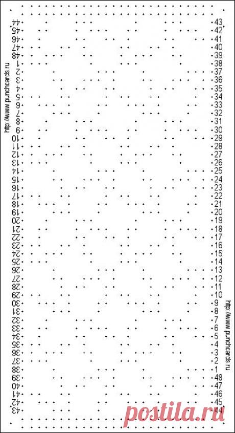 Просмотр рисунка перфокарты с раппортом 24 петли, пересчёт на две фонтуры, печать перфокарты