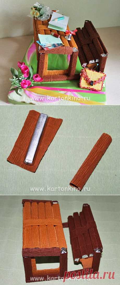 Школьная парта из конфет своими руками | КАРТОНКИНО.ru