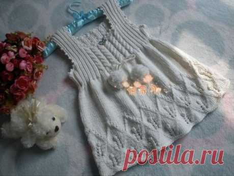 Платье-сарафан для малышки | Вязание для девочек | Вязание спицами и крючком. Схемы вязания.