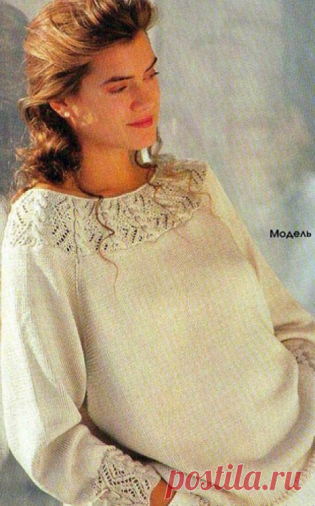 Шелковый пуловер спицами