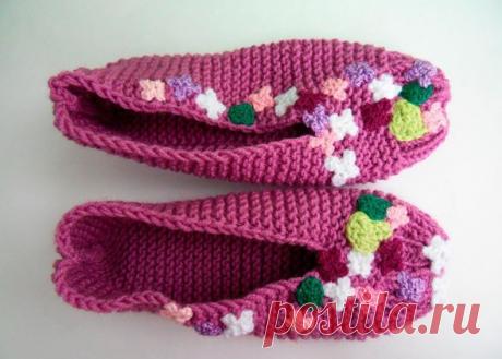 Тапочки-следки, связанные спицами. Очень быстрый и простой вариант, доступен самой неопытной мастерице! – В РИТМІ ЖИТТЯ