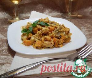 Курица с тыквой и шампиньонами в мультиварке - кулинарный рецепт